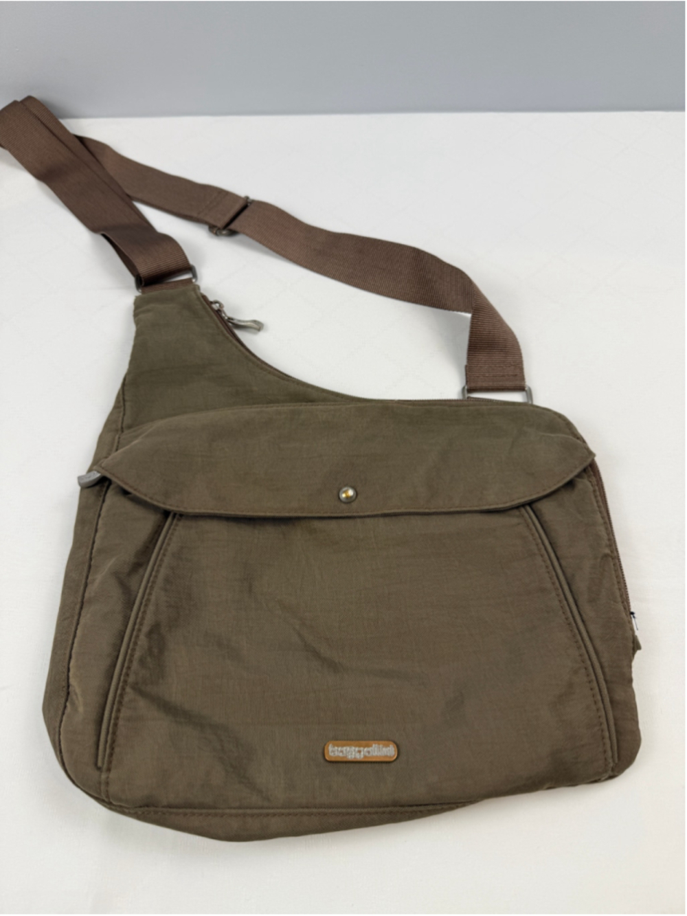 Baggallini Slim Sling asymmetrical Crossbody Bag Brown